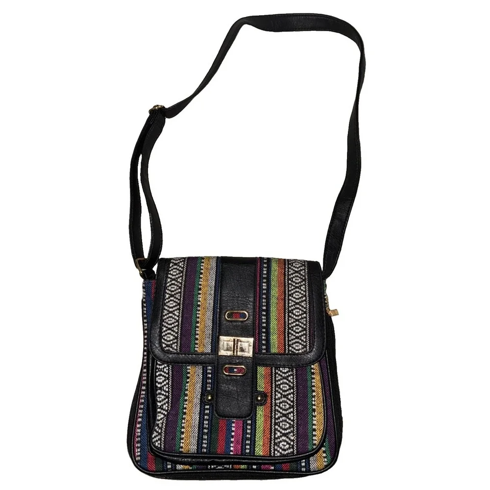 Crossbody Bag Woven Southwest Aztec Boho Hippie Beach Zip Around 10x10
